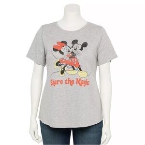 Disney Mickey Minnie Mouse T-shirt NEW 5X Share The Magic Christmas Lights Gray